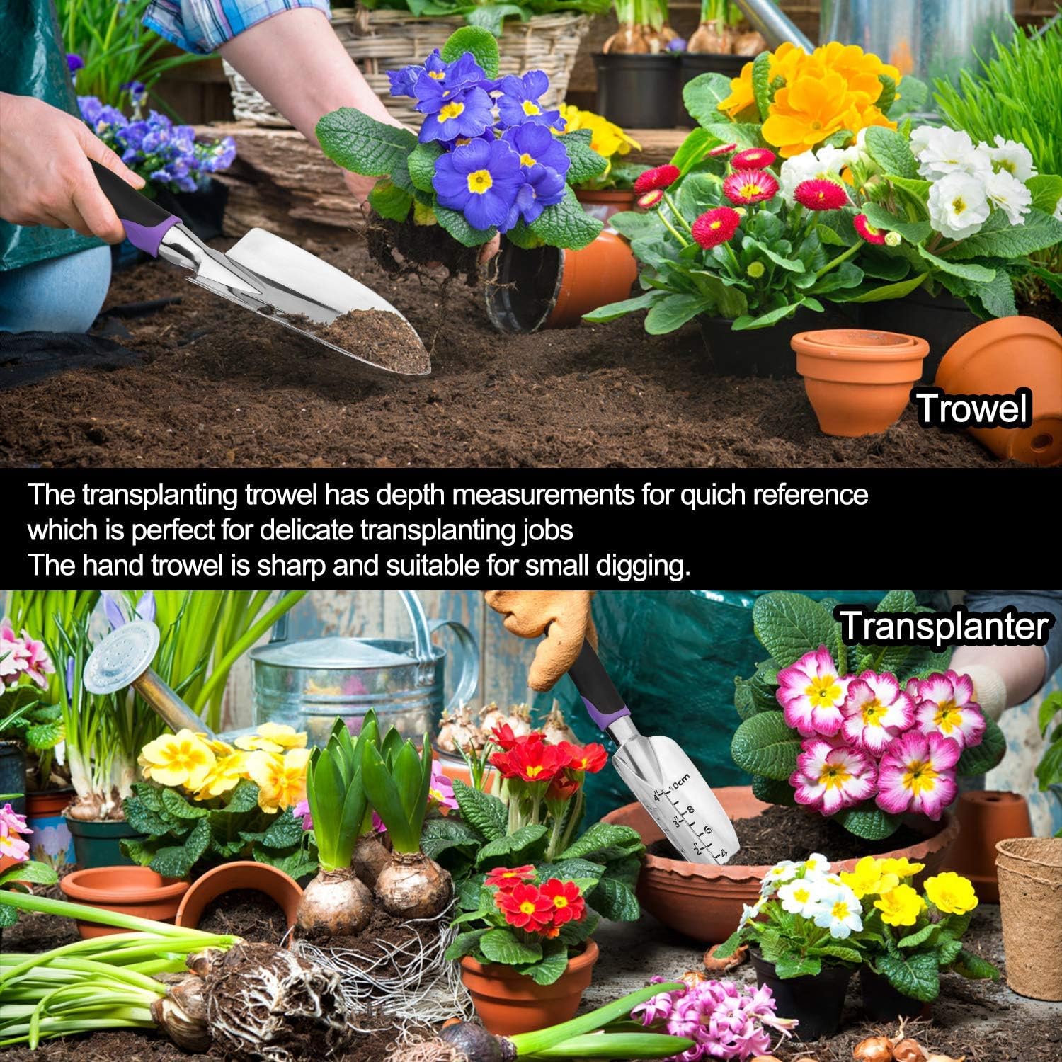 Complete 30-piece gardening tools set displayed on a table
