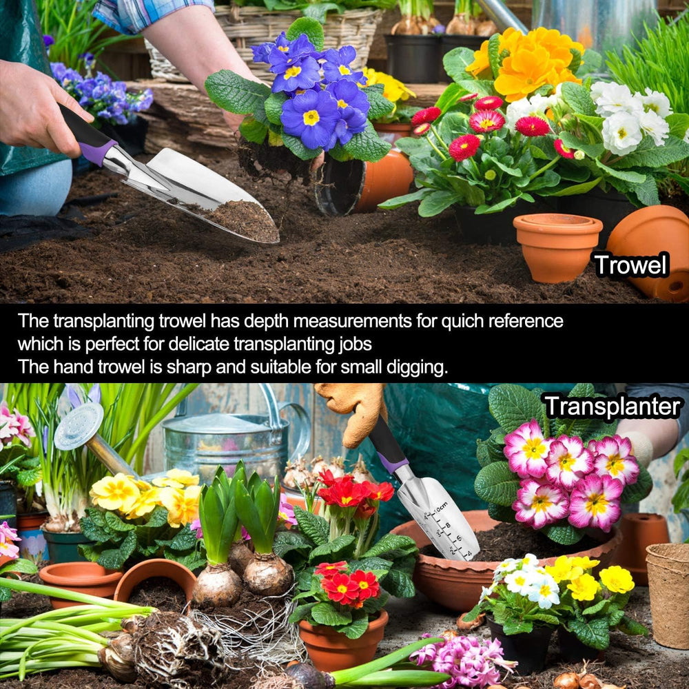 Complete 30-piece gardening tools set displayed on a table