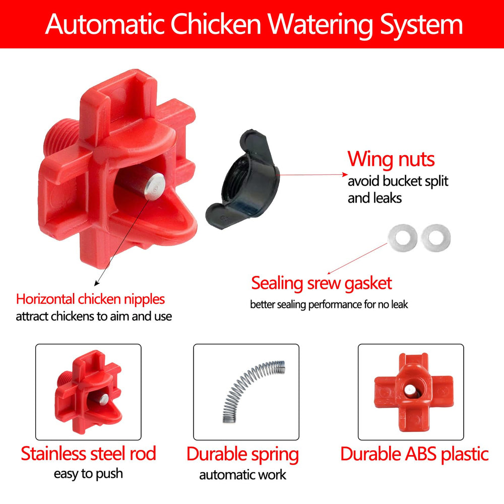Complete chicken watering kit laid out showing all components