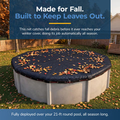 Complete kit of Blue Wave Leaf Net Pool Cover with cable and winch