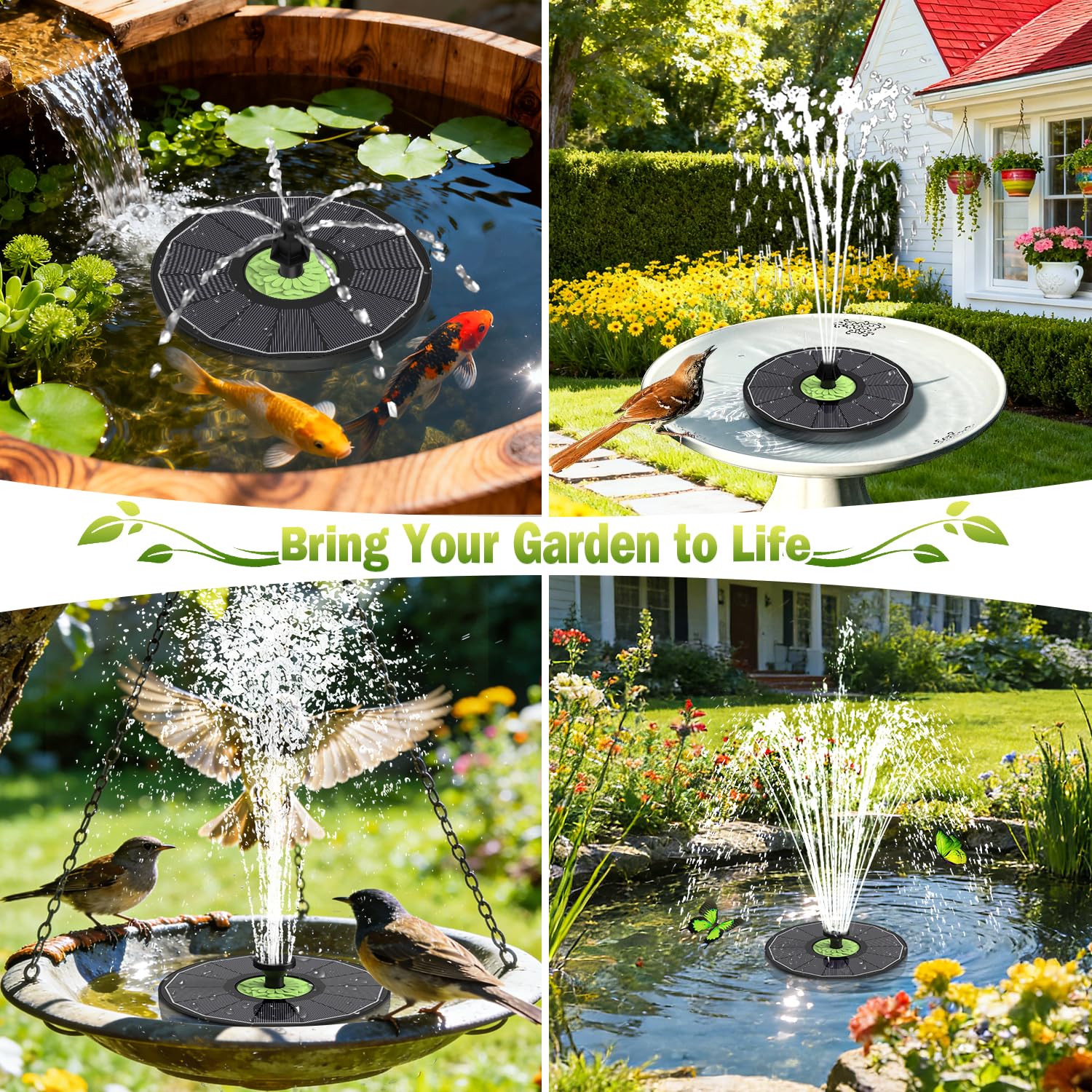 Complete kit of SZMP Solar Fountain Pump with all accessories