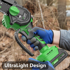 Complete kit of TEEANEES Mini Chainsaw with safety gloves