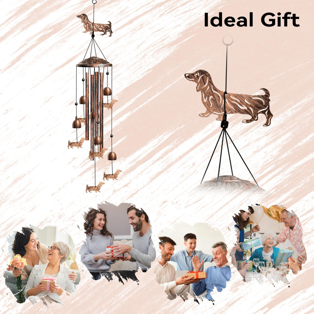 Complete package of Nowpis Dachshund Wind Chimes including box