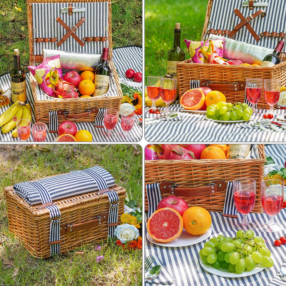 Complete picnic setup with WICKERLAND basket and accessories