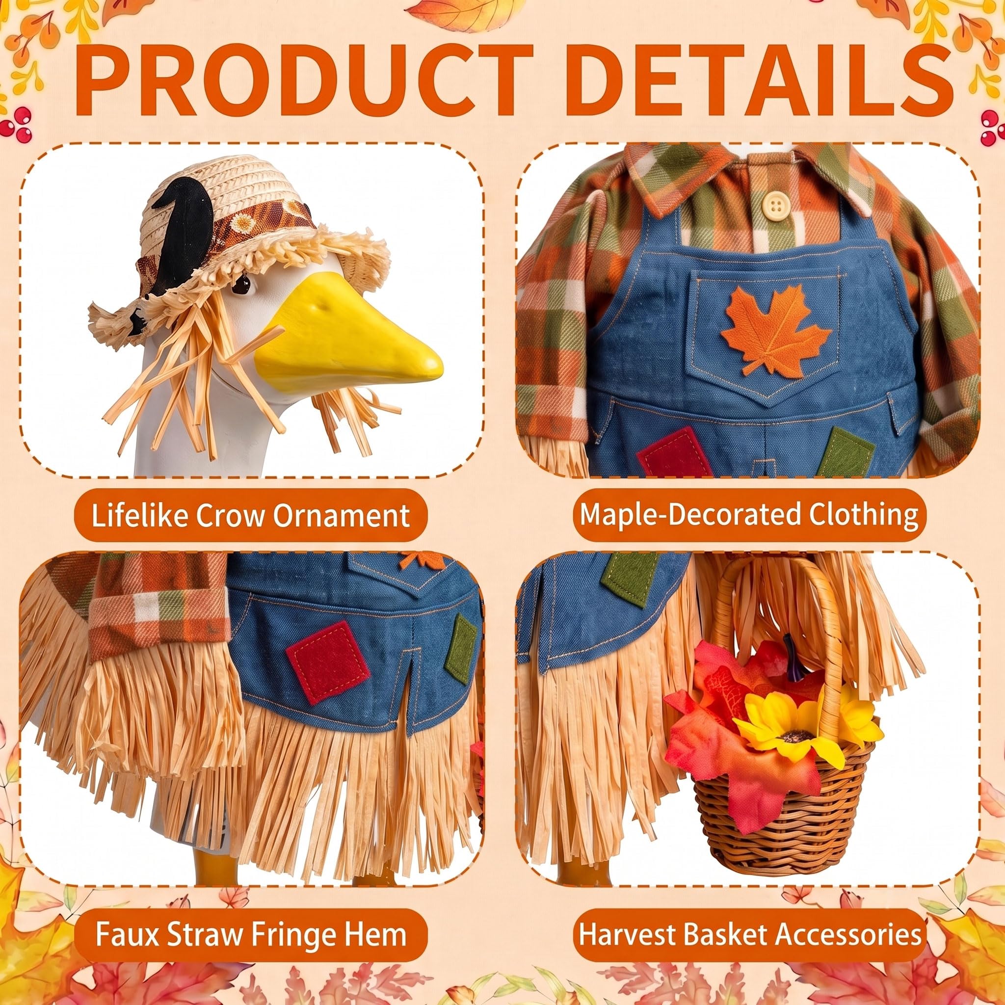Complete scarecrow goose outfit showing straw hat and details