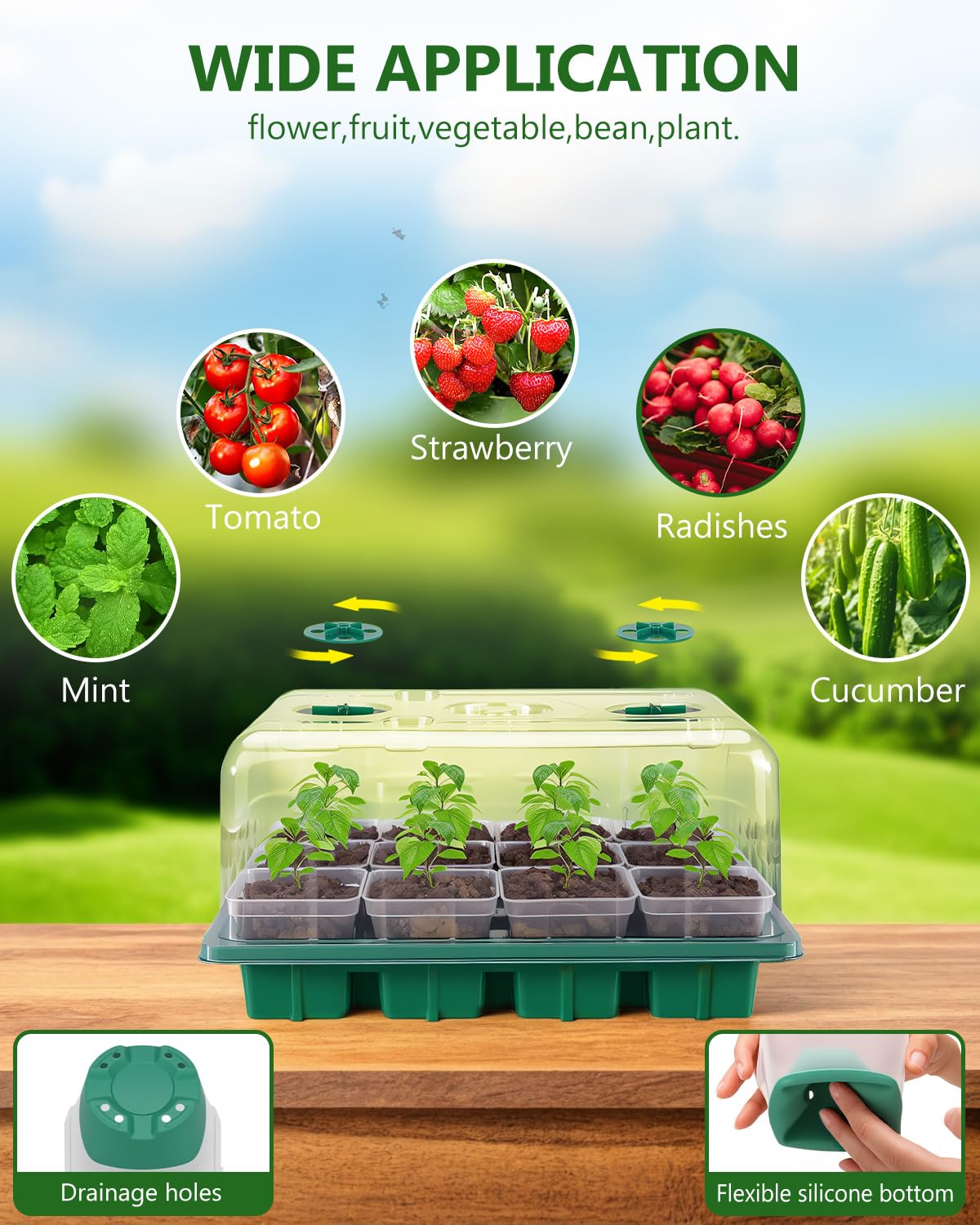Complete seed starter kit components including tray and labels