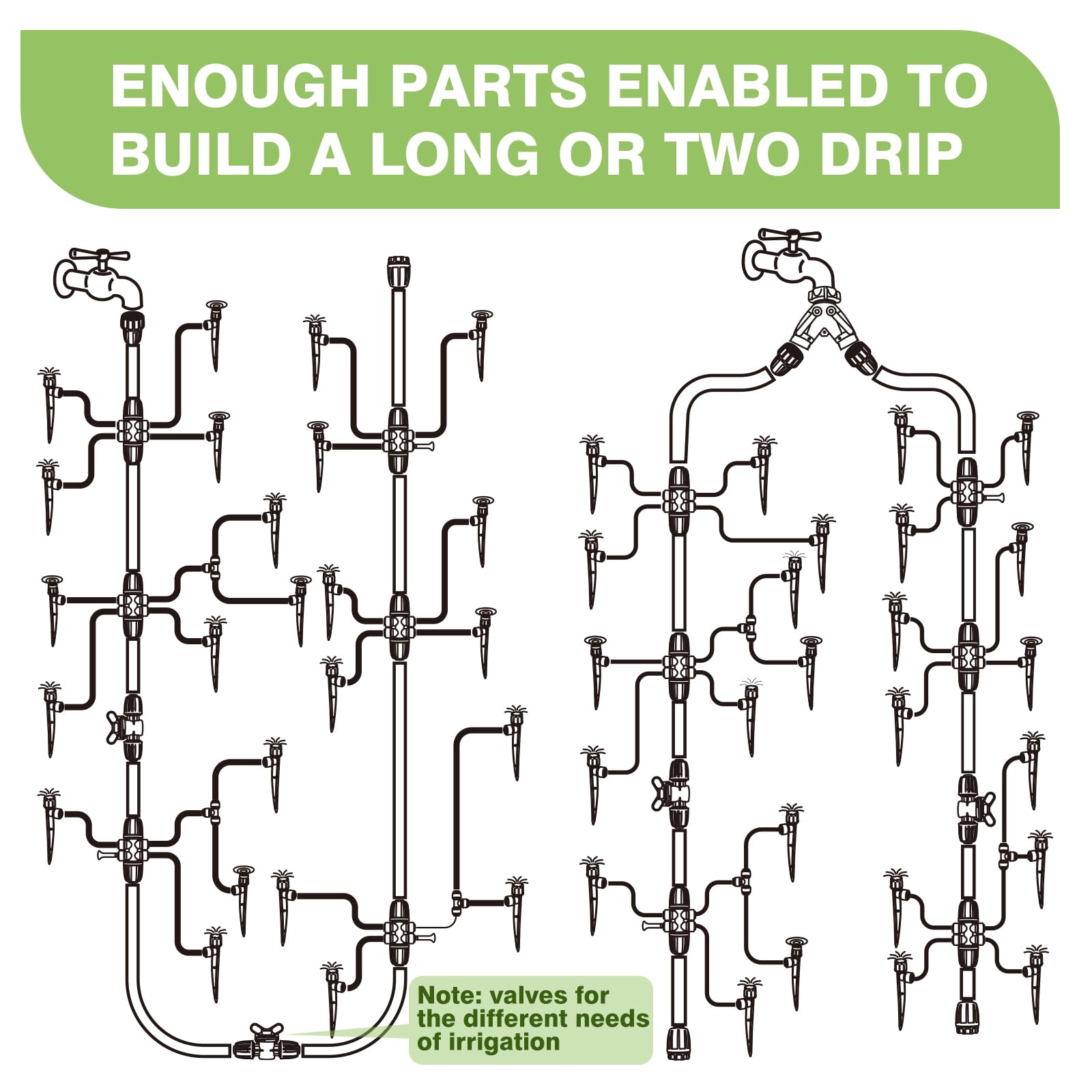 Complete set of 136 accessory parts for drip irrigation