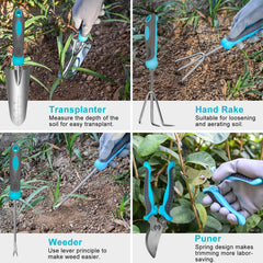Complete set of gardening tools for planting and pruning