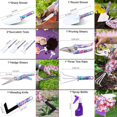 Complete set of JUMPHIGH gardening tools laid out on a table