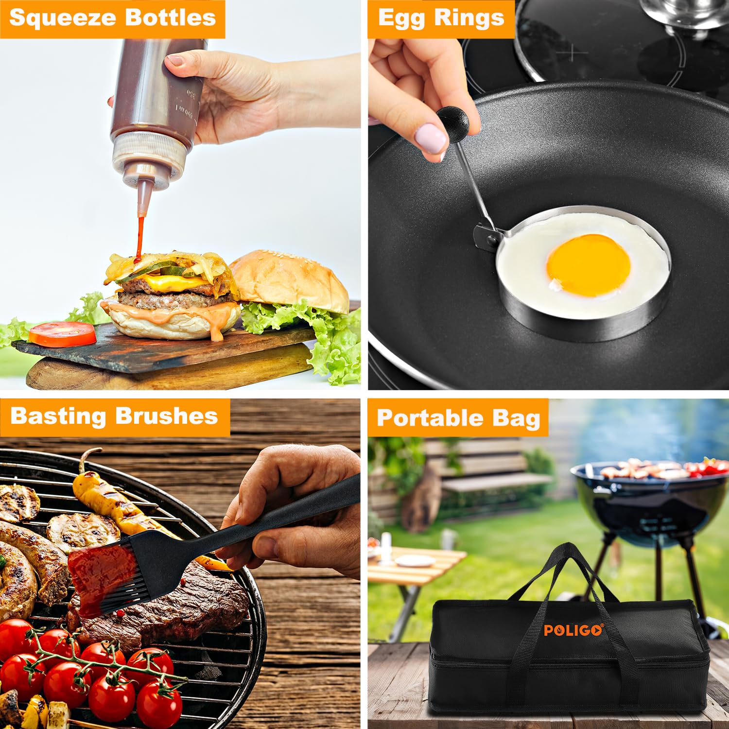 Complete set of POLIGO 28PCS griddle accessories on display
