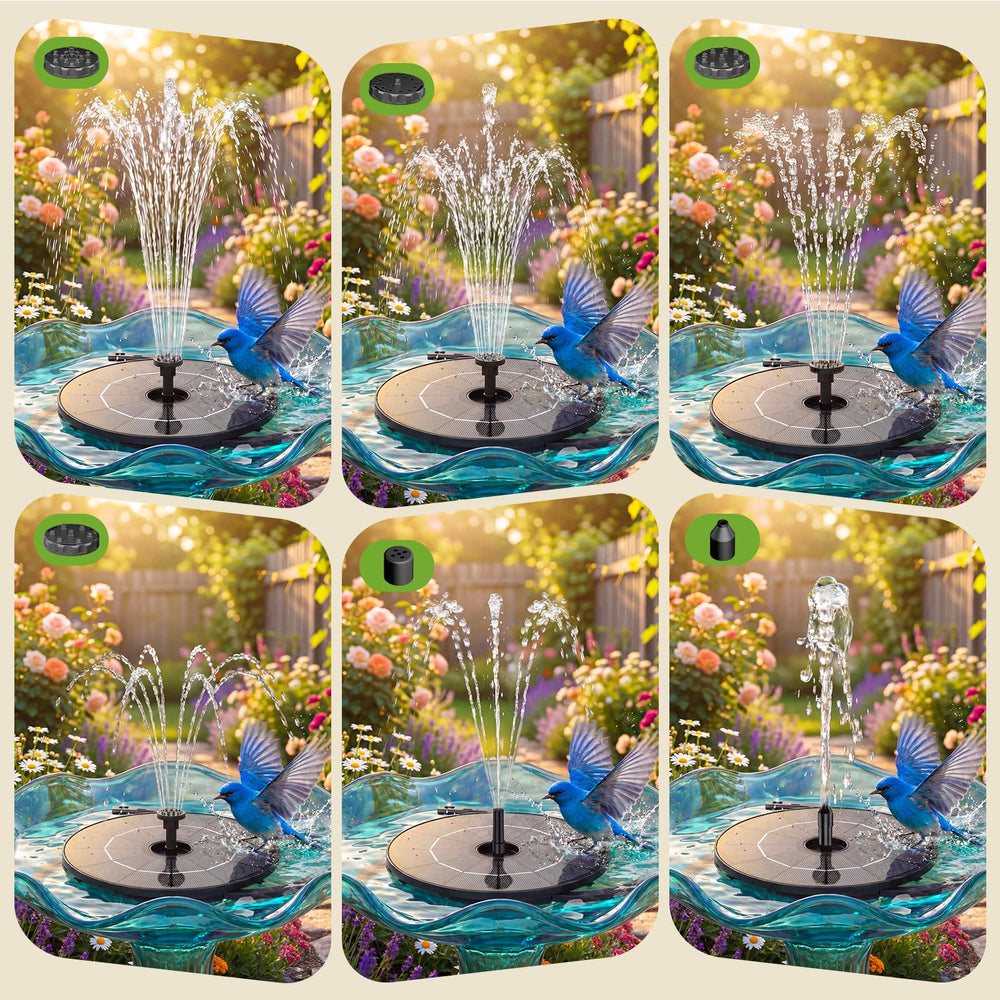 Complete setup of AISITIN solar fountain in a bird bath