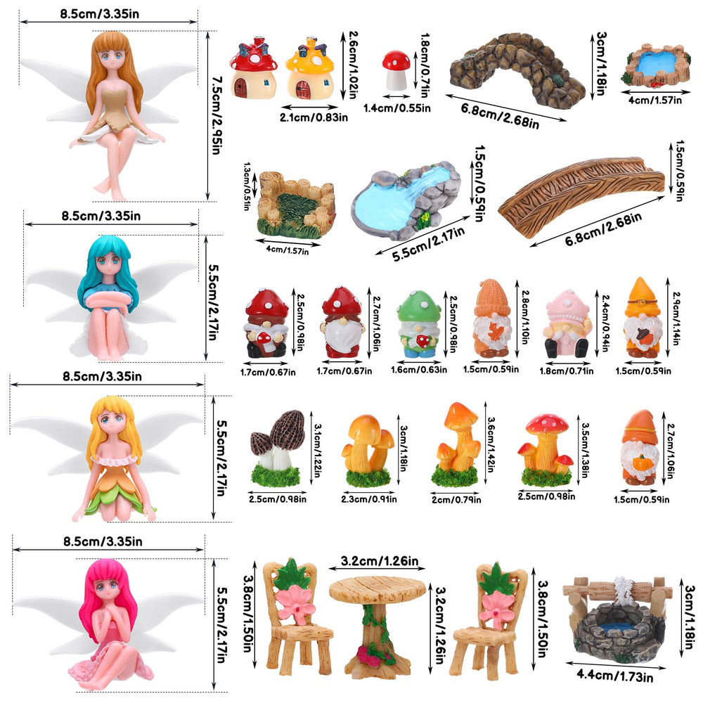 Complete setup of GGSTDDUP fairy garden accessories in a garden