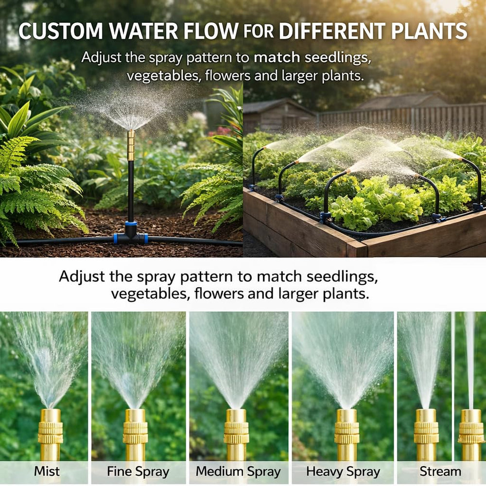 Complete setup of QSTCONGLAN drip irrigation system in a garden