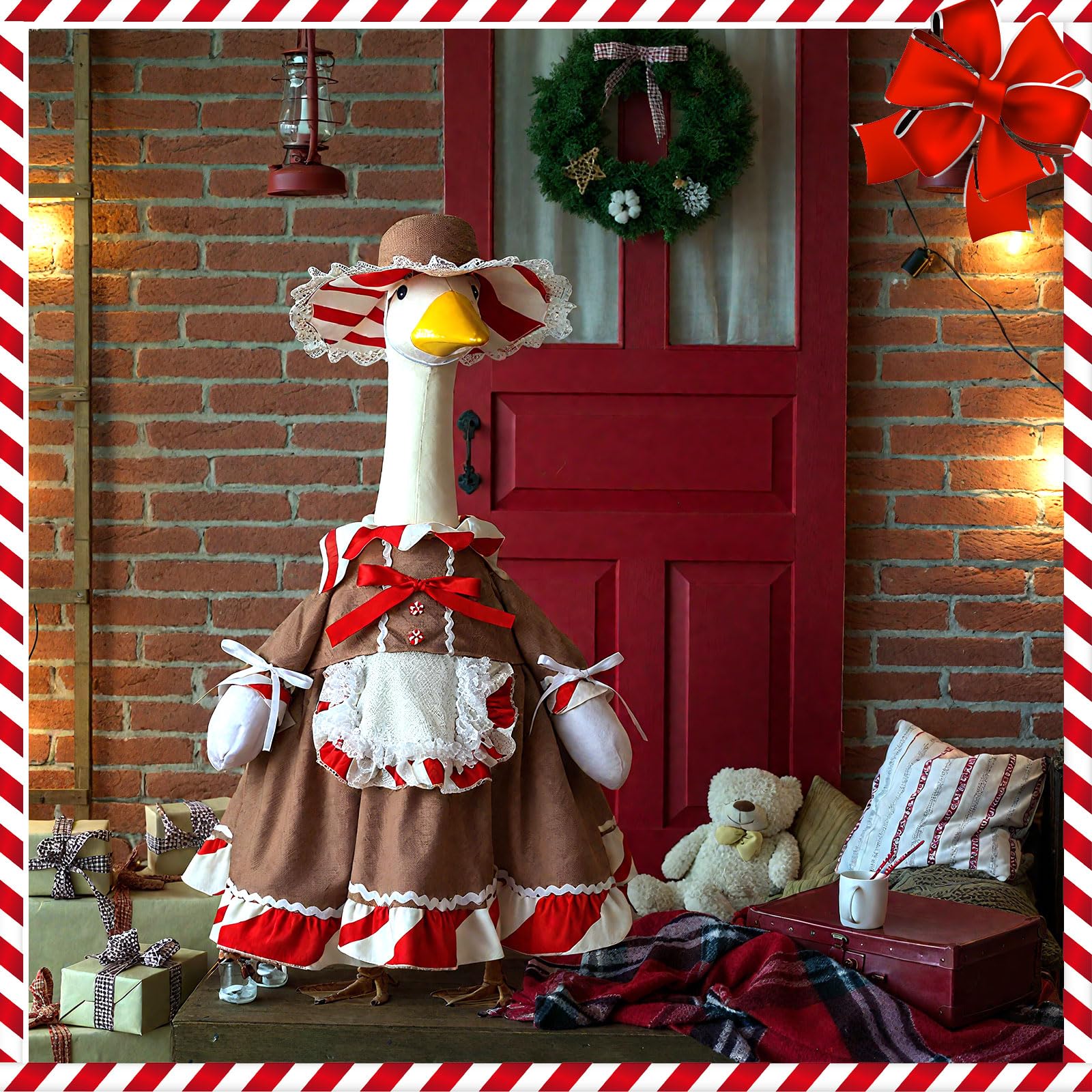 Complete Suzile Christmas Goose Outfit on a 23 inch lawn goose