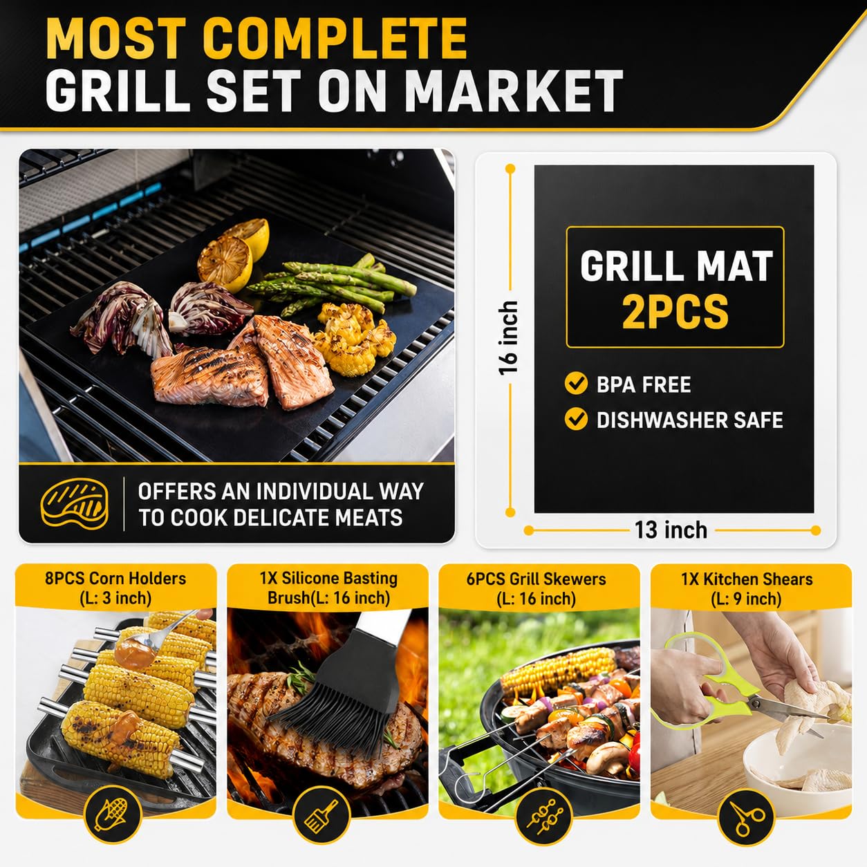Complete Taimasi grilling tools displayed in carry bag