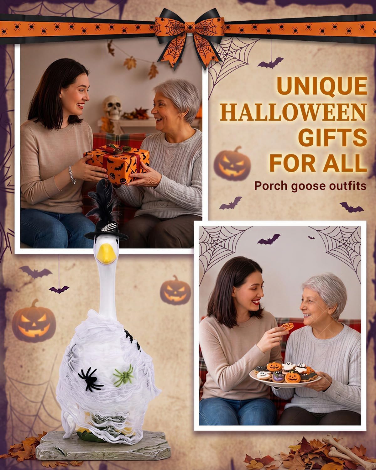 Complete view of GigaCircle Halloween Porch Goose Outfit