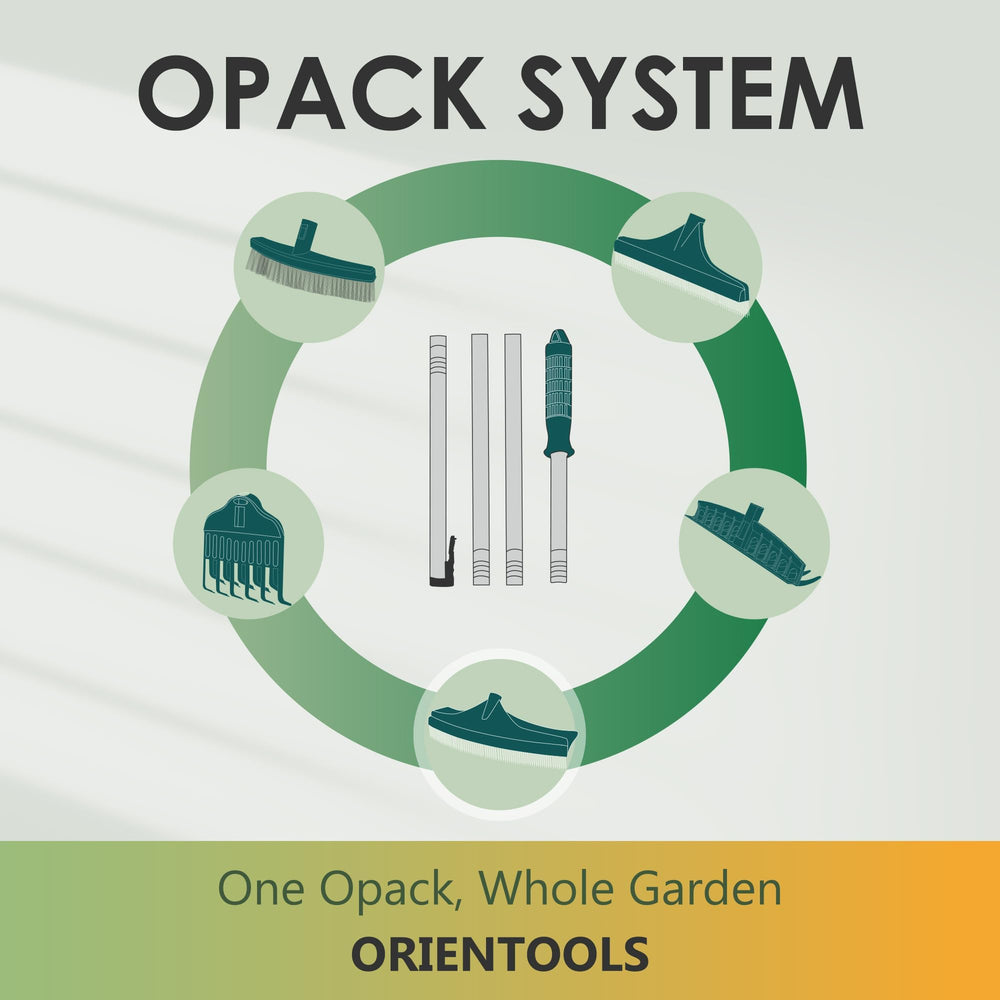 Complete view of ORIENTOOLS Turf Rake with installation manual