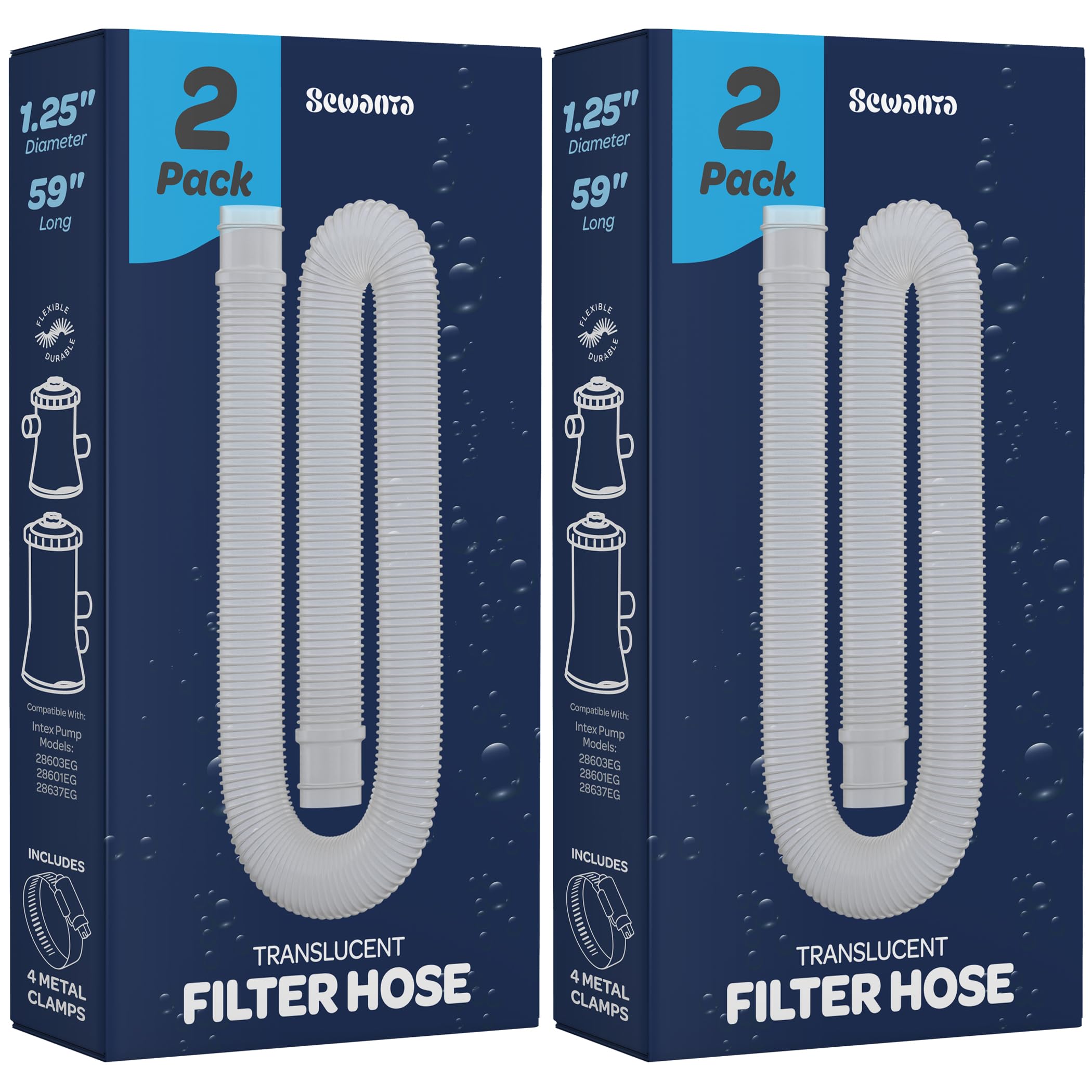 Complete view of SEWANTA pool hose replacement set