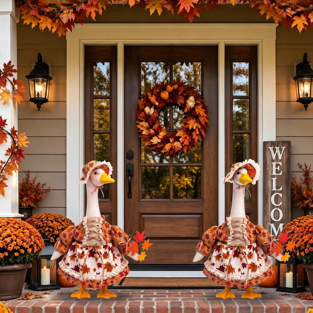 Complete view of YVMMVY Fall Goose Outfit in autumn setting