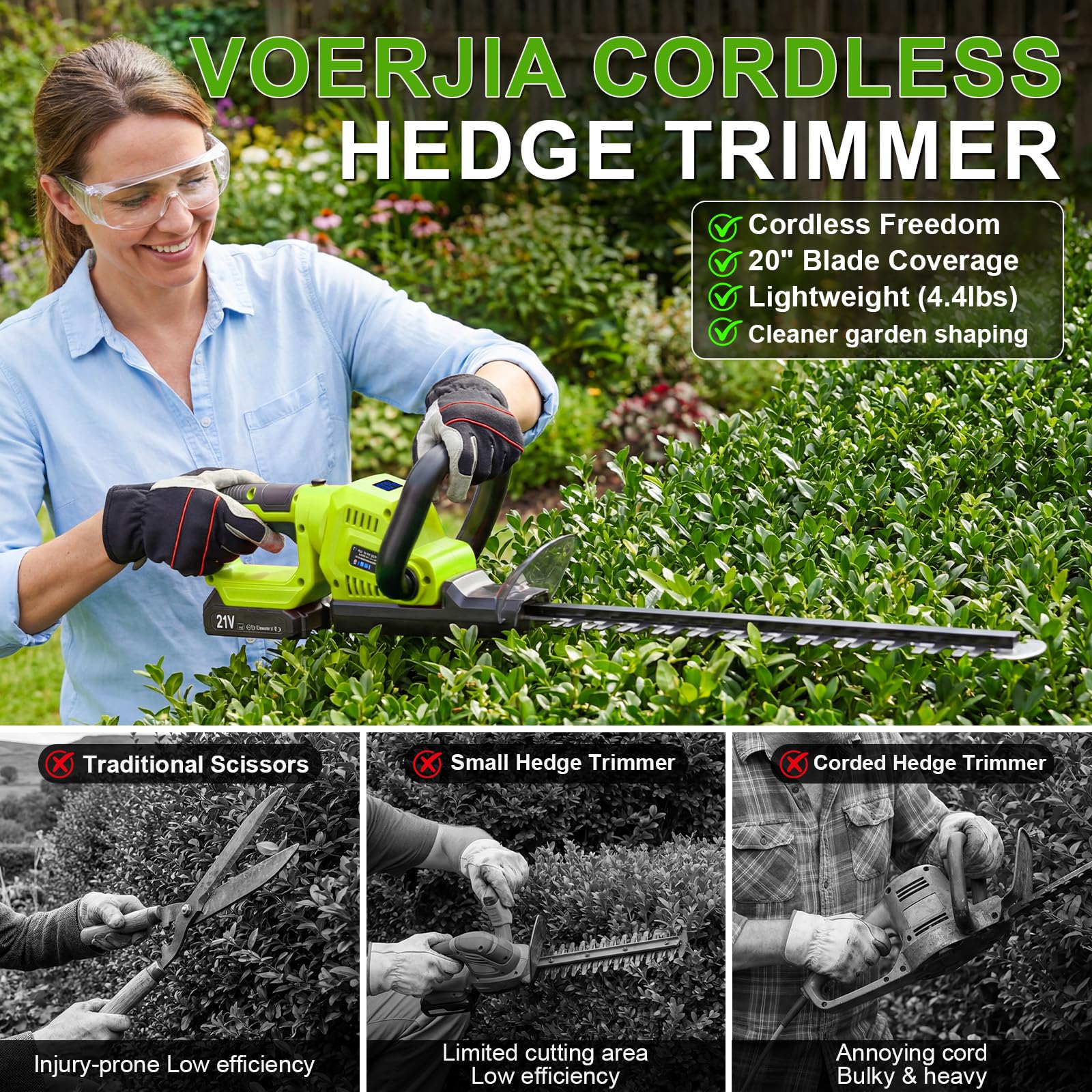 Complete VOERJIA hedge trimmer kit with all accessories