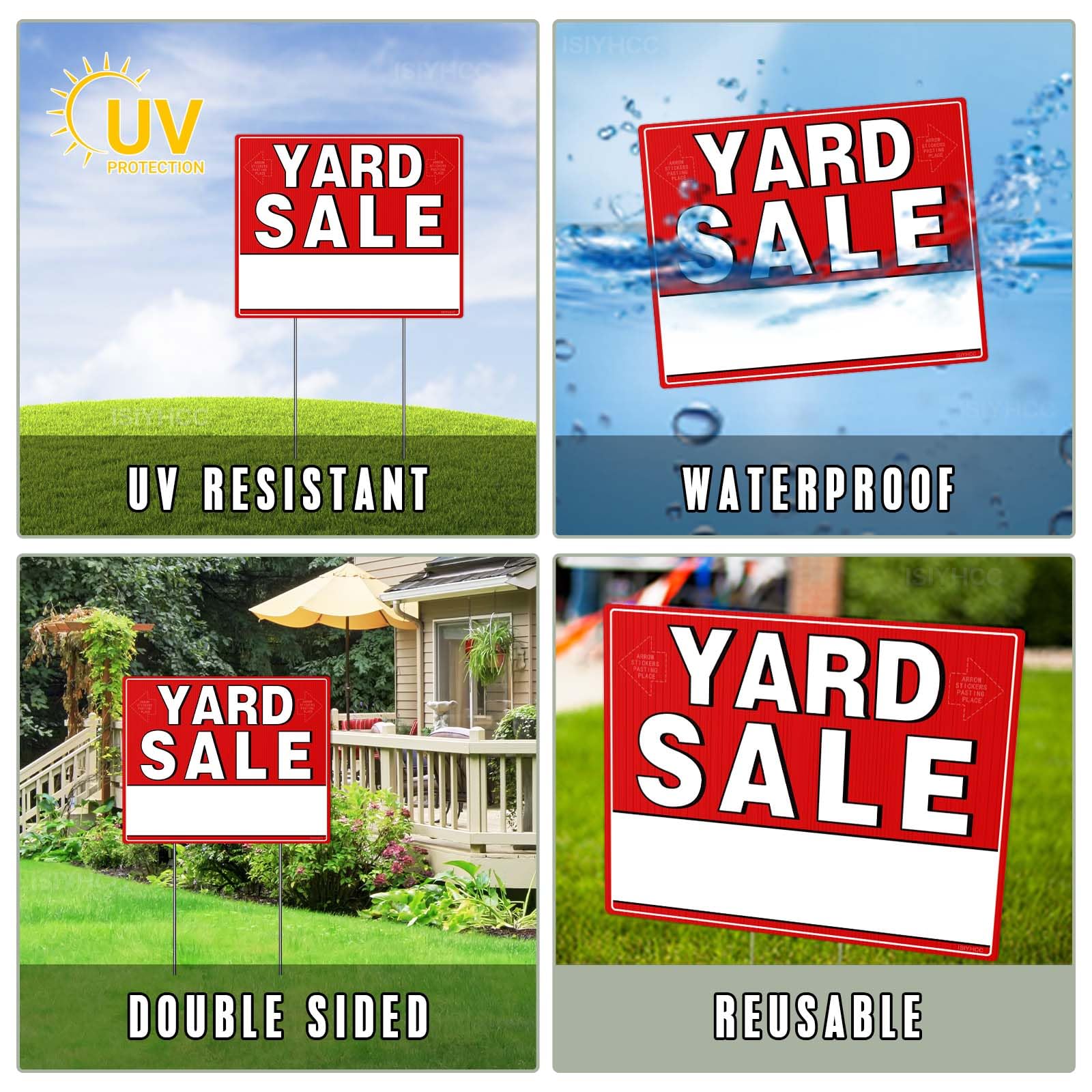 Complete yard sale signs kit displayed outdoors