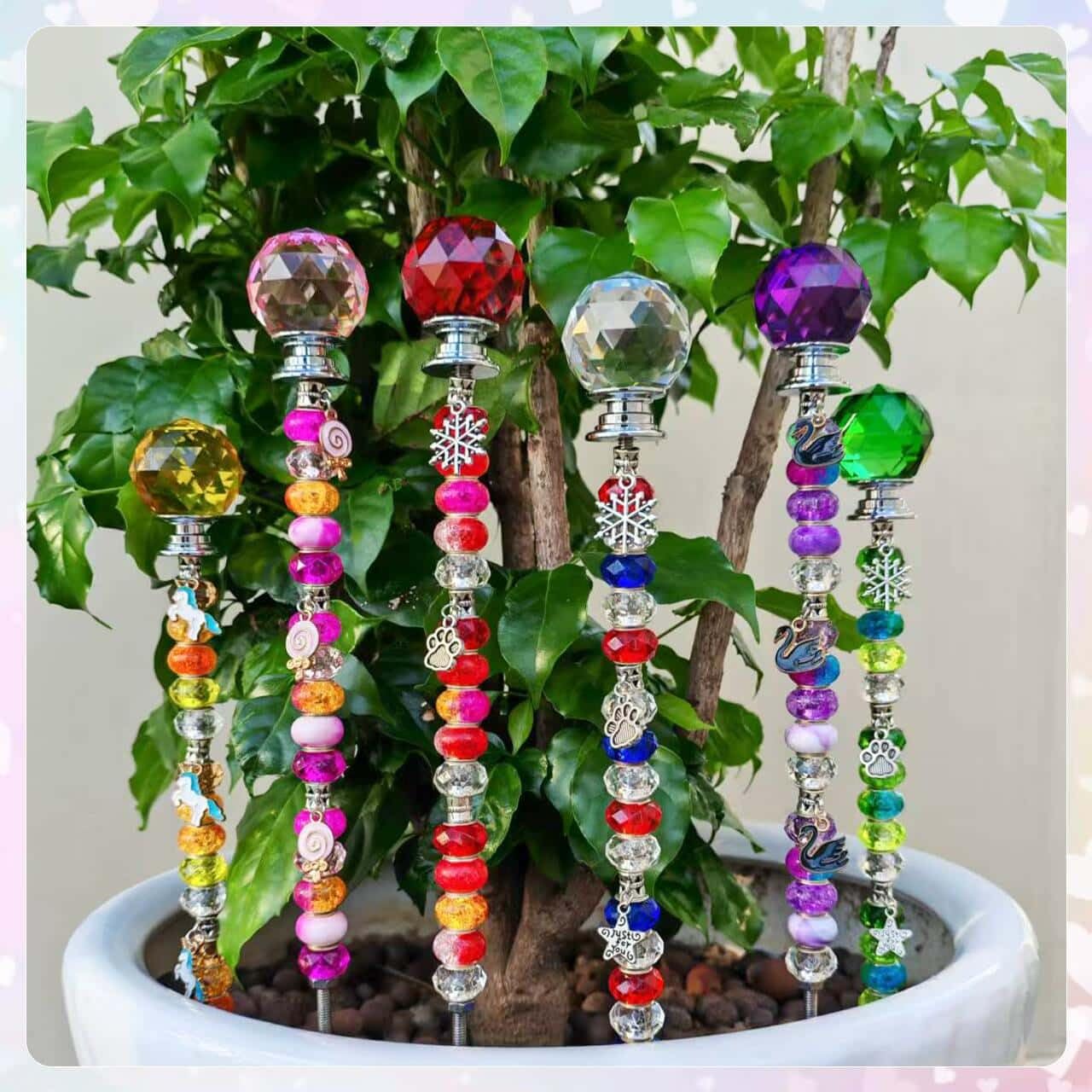 Completed fairy wand showcasing vibrant beads and pendants