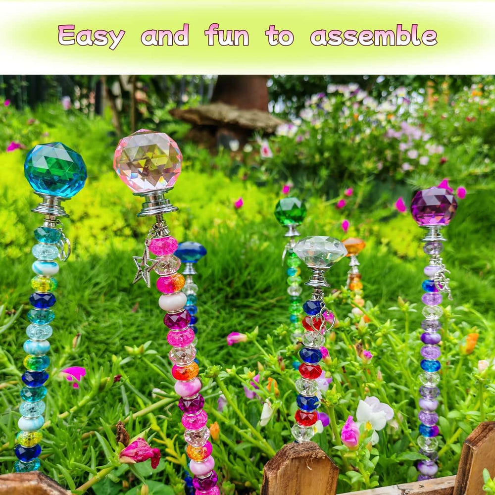 Completed fairy wands made with the ZSlactp garden stake kit