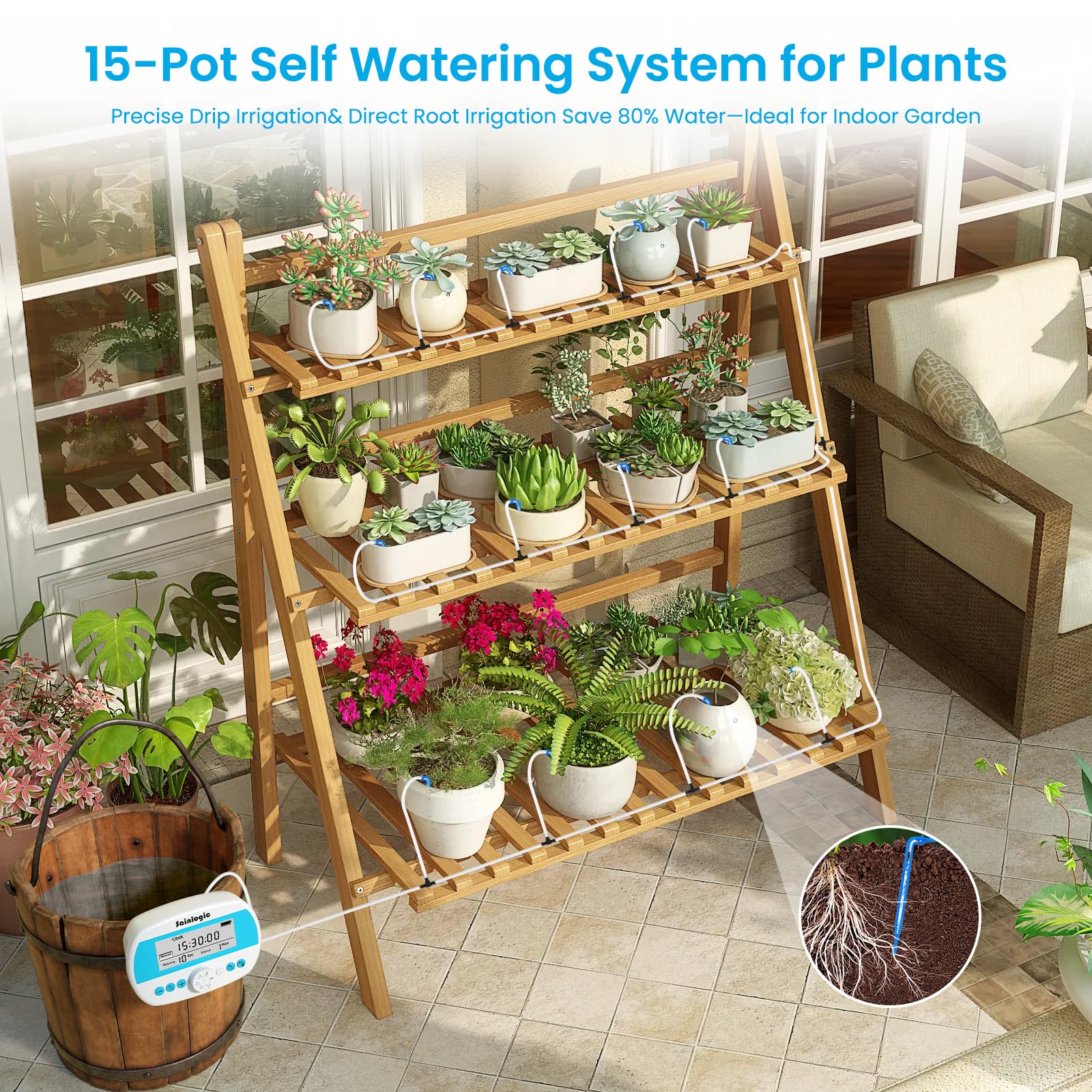 Components including tubing and drippers from sainlogic Automatic Plant Waterer kit