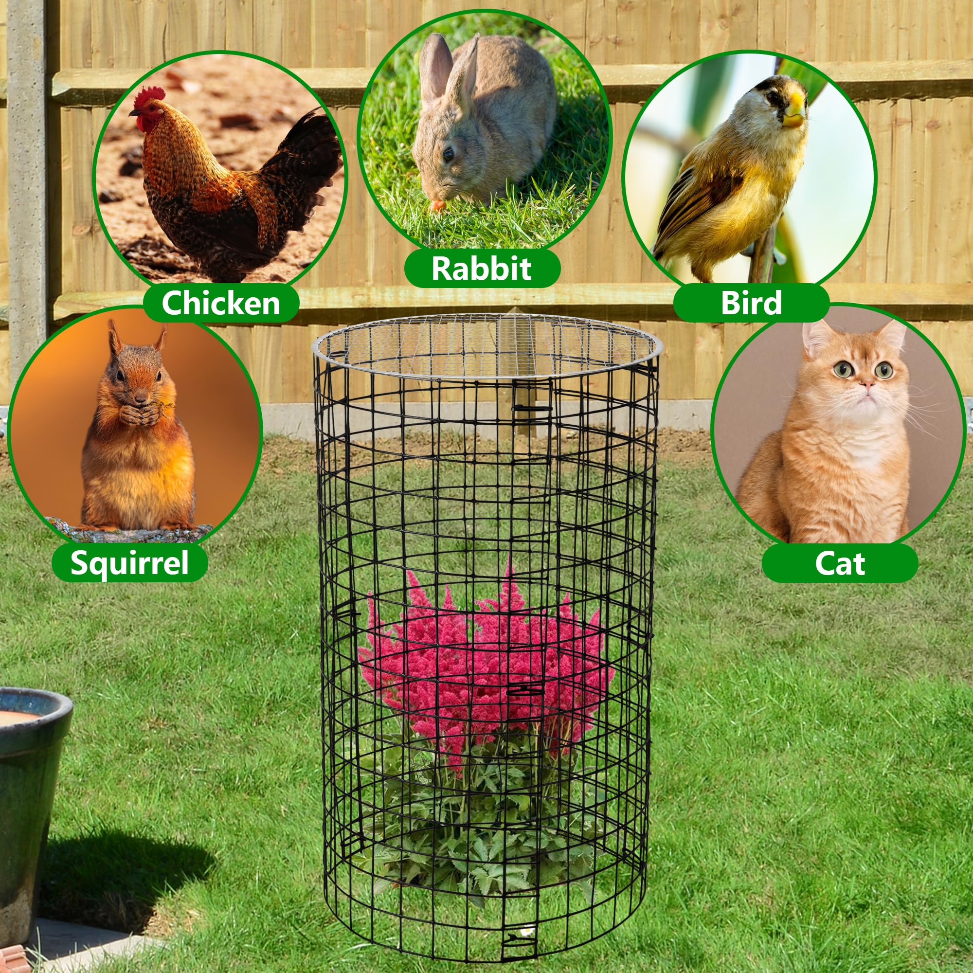 Components of Adnee plant protector set including stakes and clips