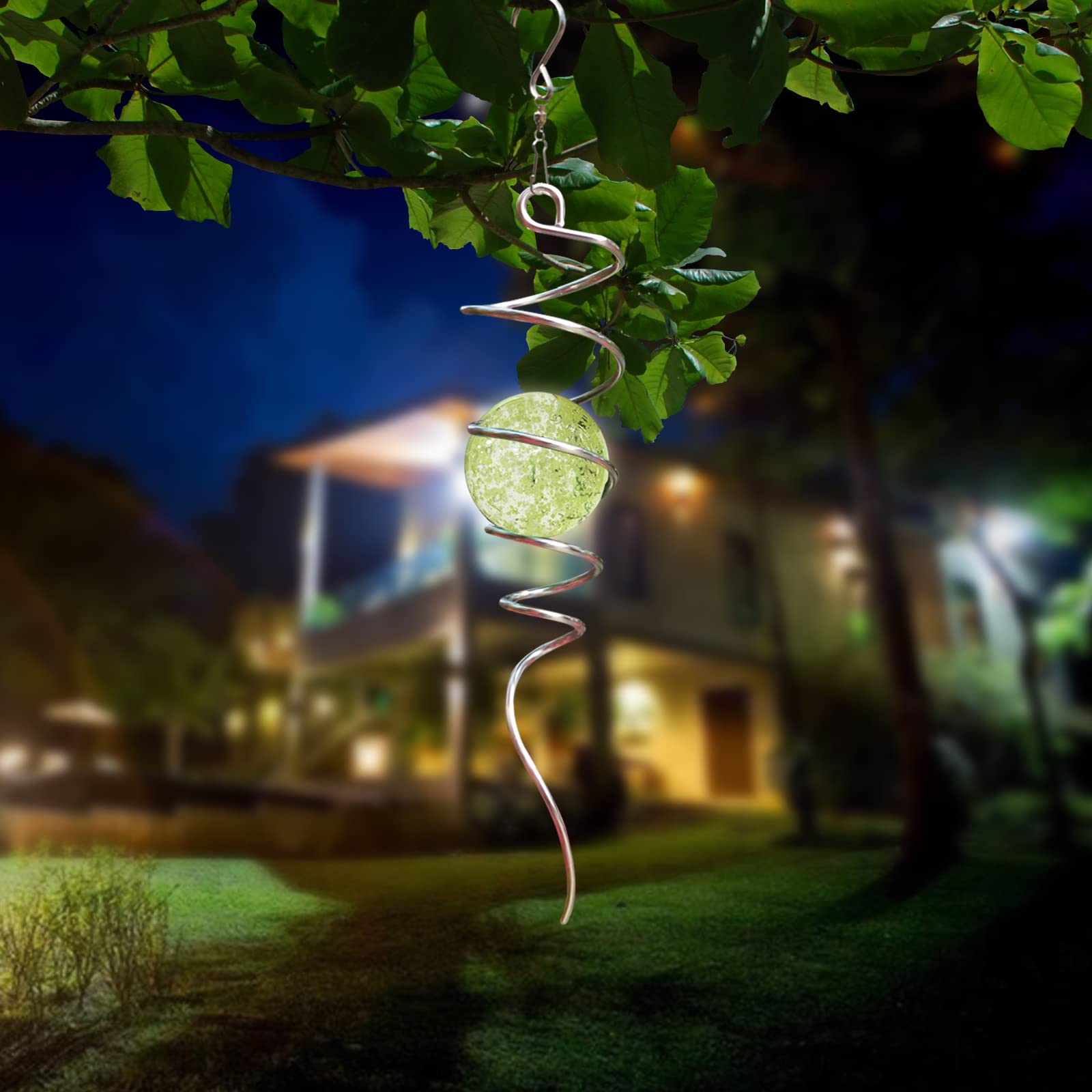 Components of Aoedelyart wind spinner including glass orb and hook