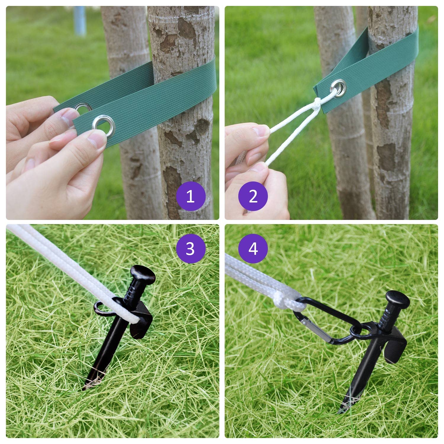 Components of FCENDS Tree Support Kit including stakes and straps