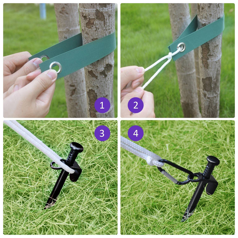 Components of FCENDS Tree Support Kit including stakes and straps