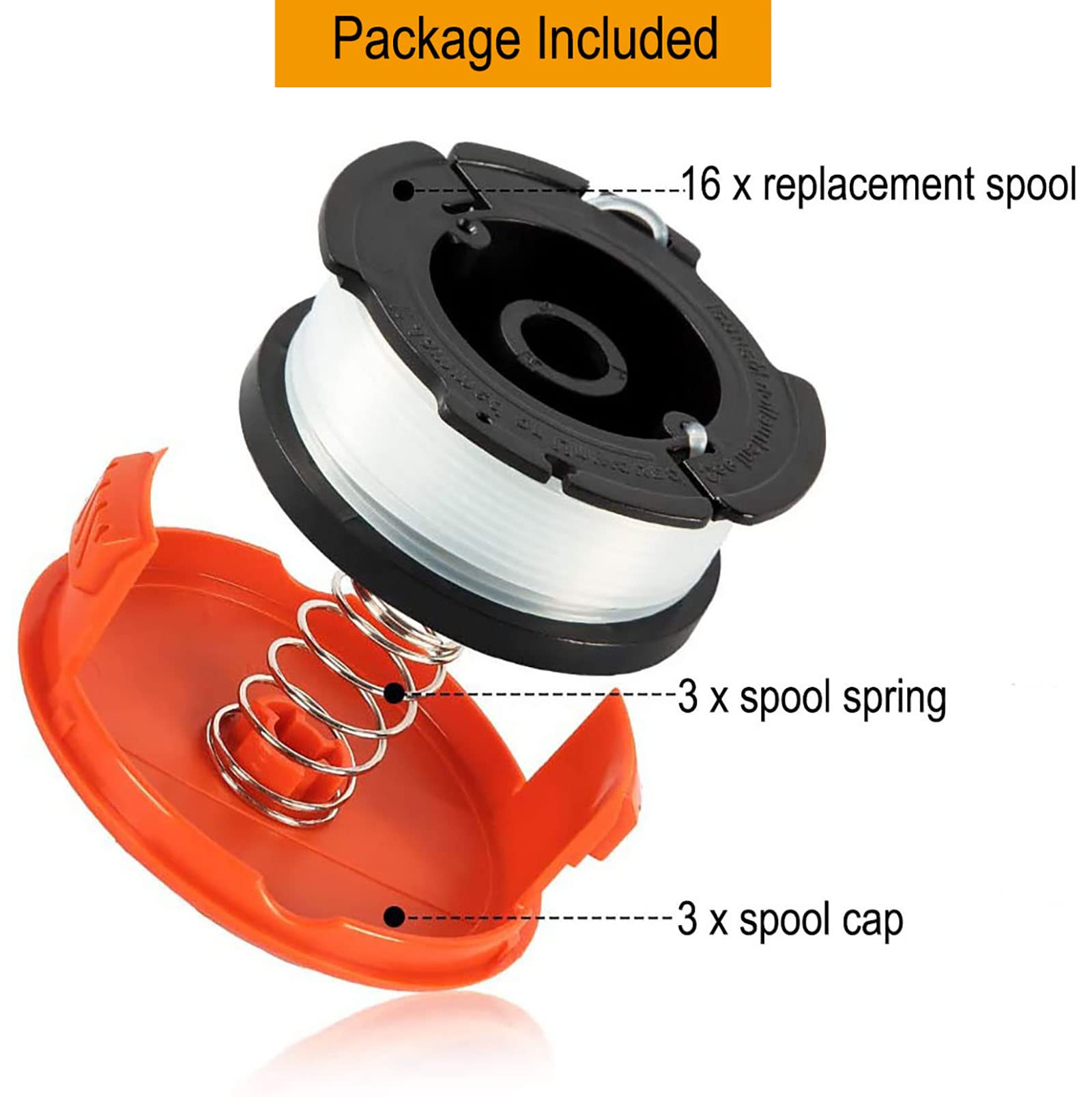 Components of KAKO AF100 spool kit including caps and springs