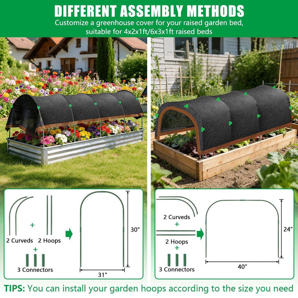Components of KJX Garden Shade Kit including tubes and clips