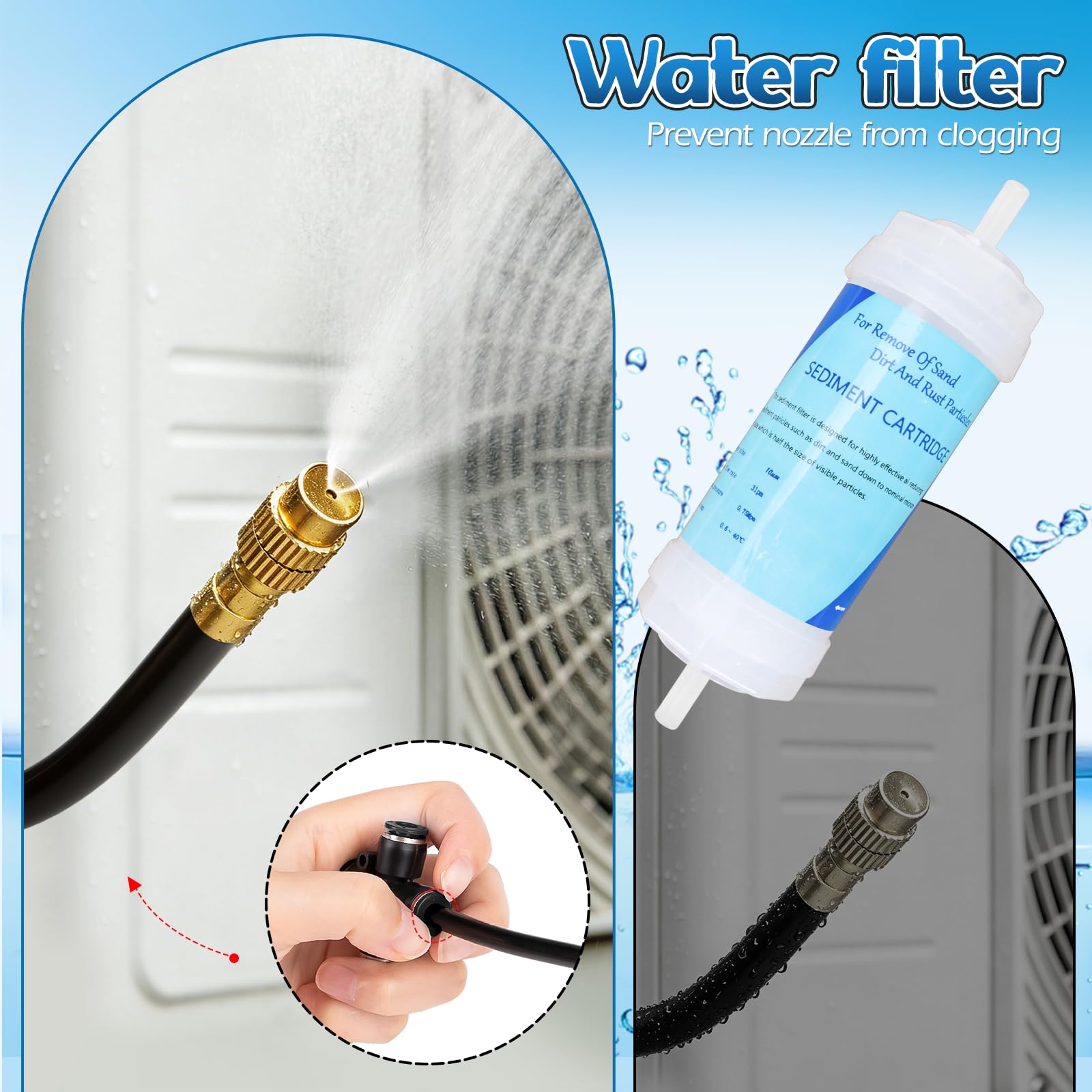 Components of Lettry cooling kit including filters and adapters