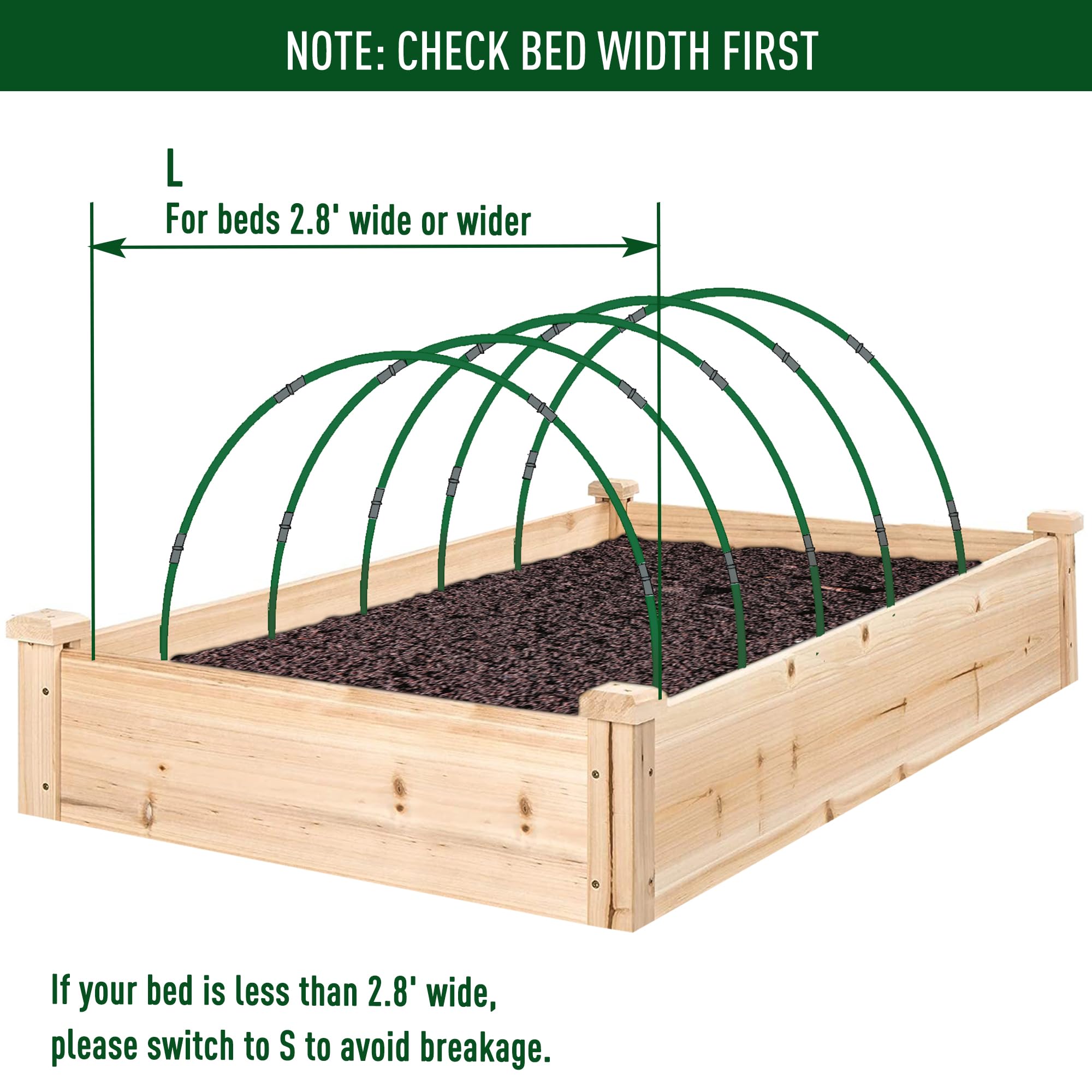 Components of MAXPACE Greenhouse Hoops Kit including connectors and clips