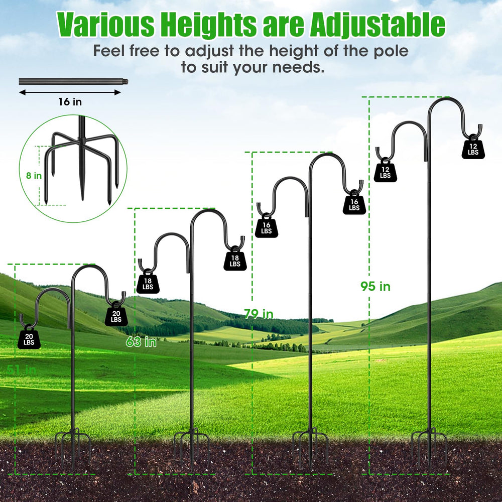 Components of MIUVIBENI 95 Inch Double Shepherds Hook packaging