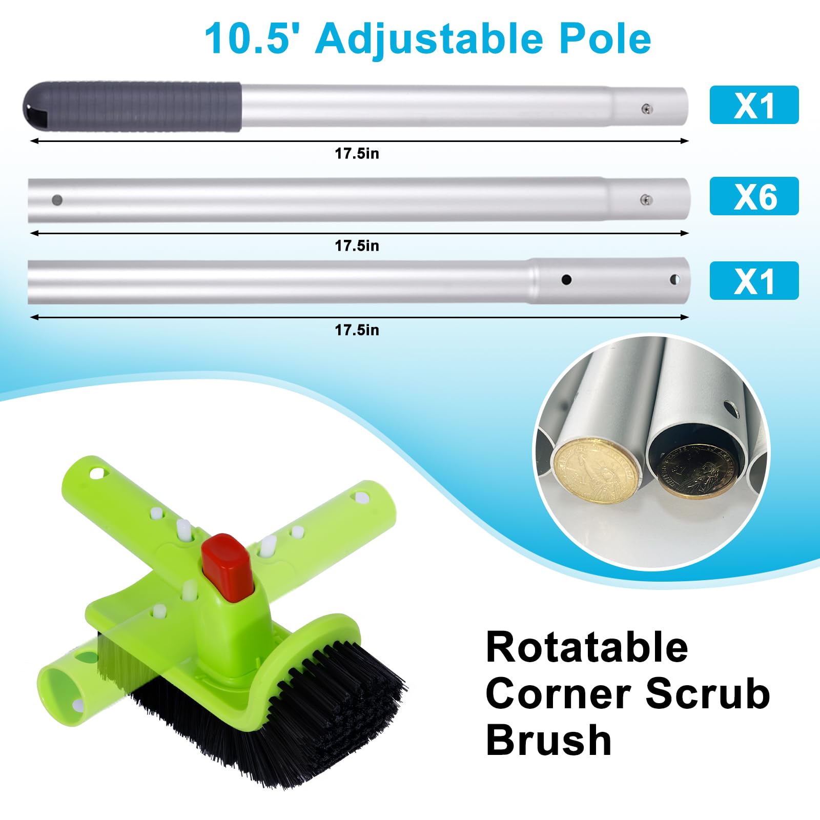 Components of Sepetrel 4-Piece Pool Cleaning Kit