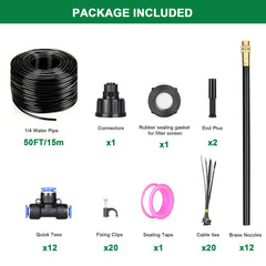 Components of STARREY Drip Irrigation System including tubing and nozzles