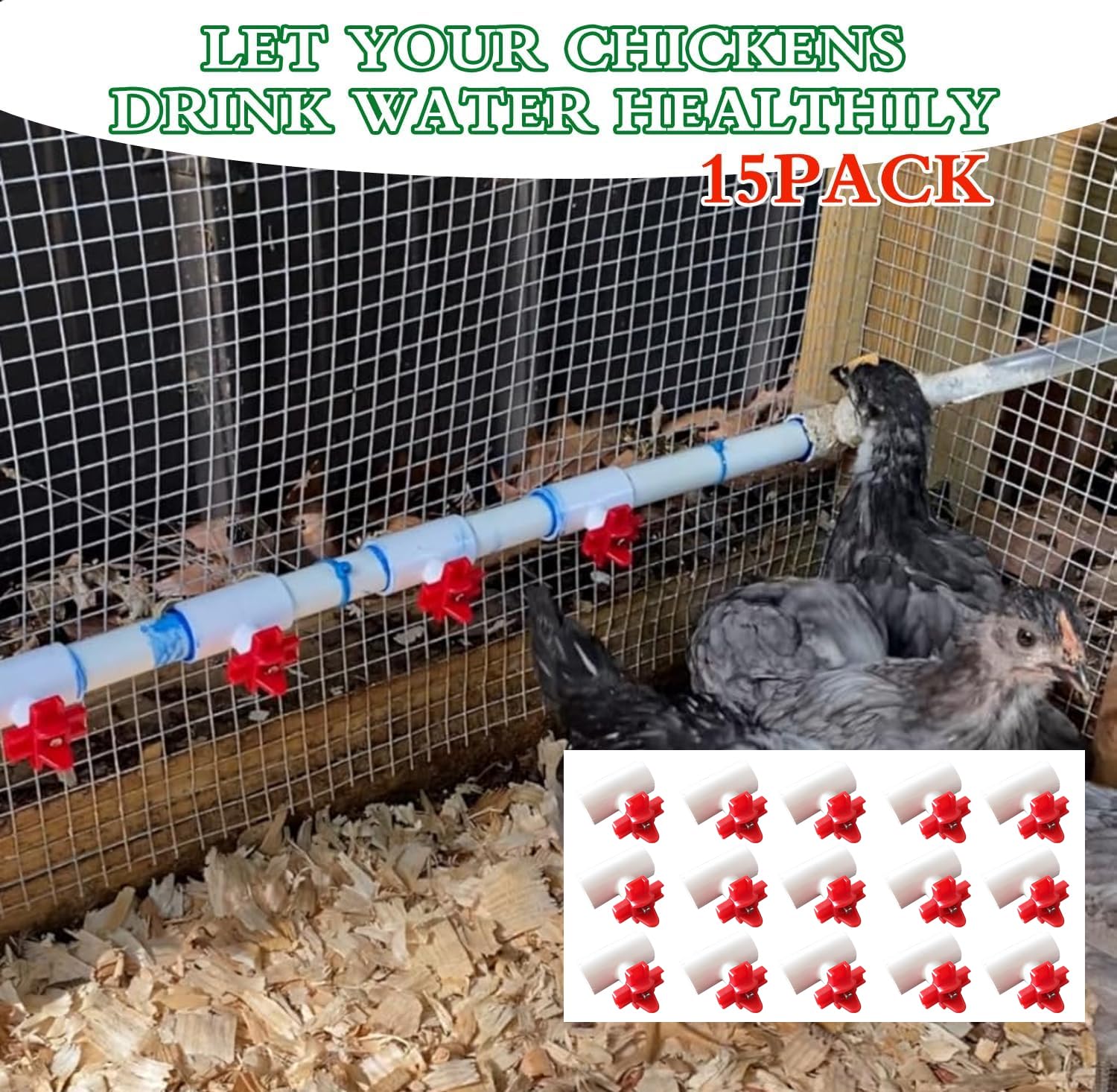 Components of the senylanhxy automatic poultry waterer laid out