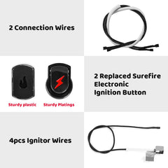Components of Uniflasy Grill Igniter Kit including ignition module and wires