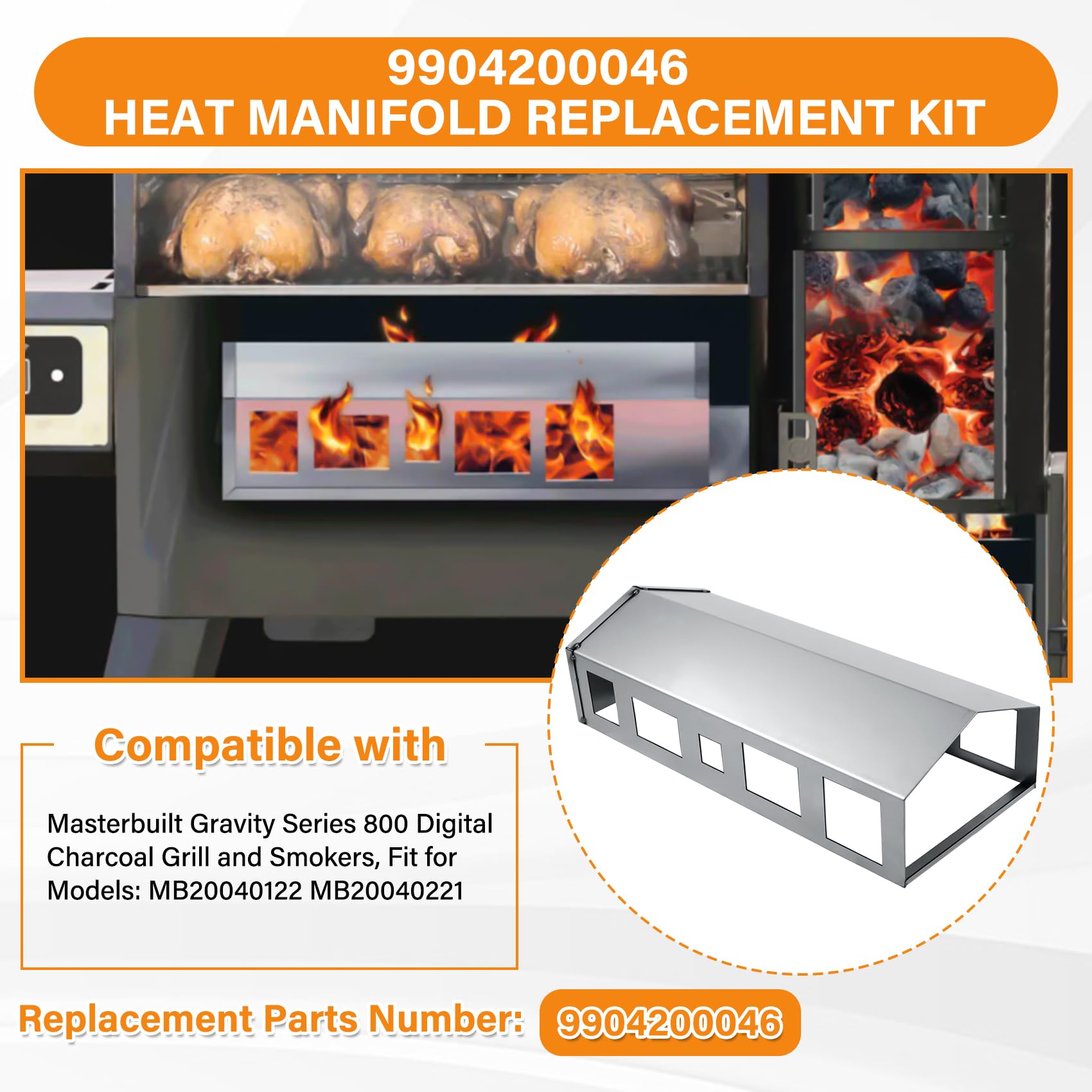 COMVIEE Heat Manifold Replacement installed on grill