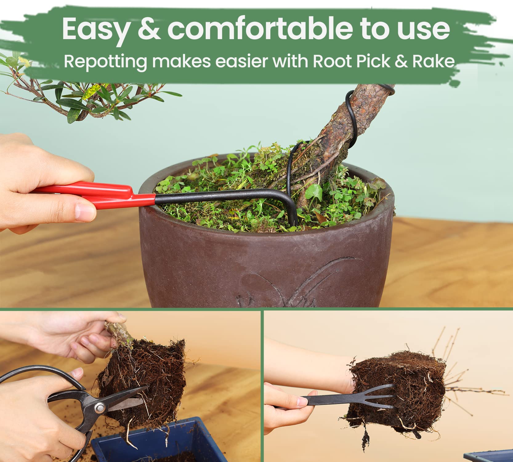 Concave cutter included in SOLIGT Bonsai Tool Set