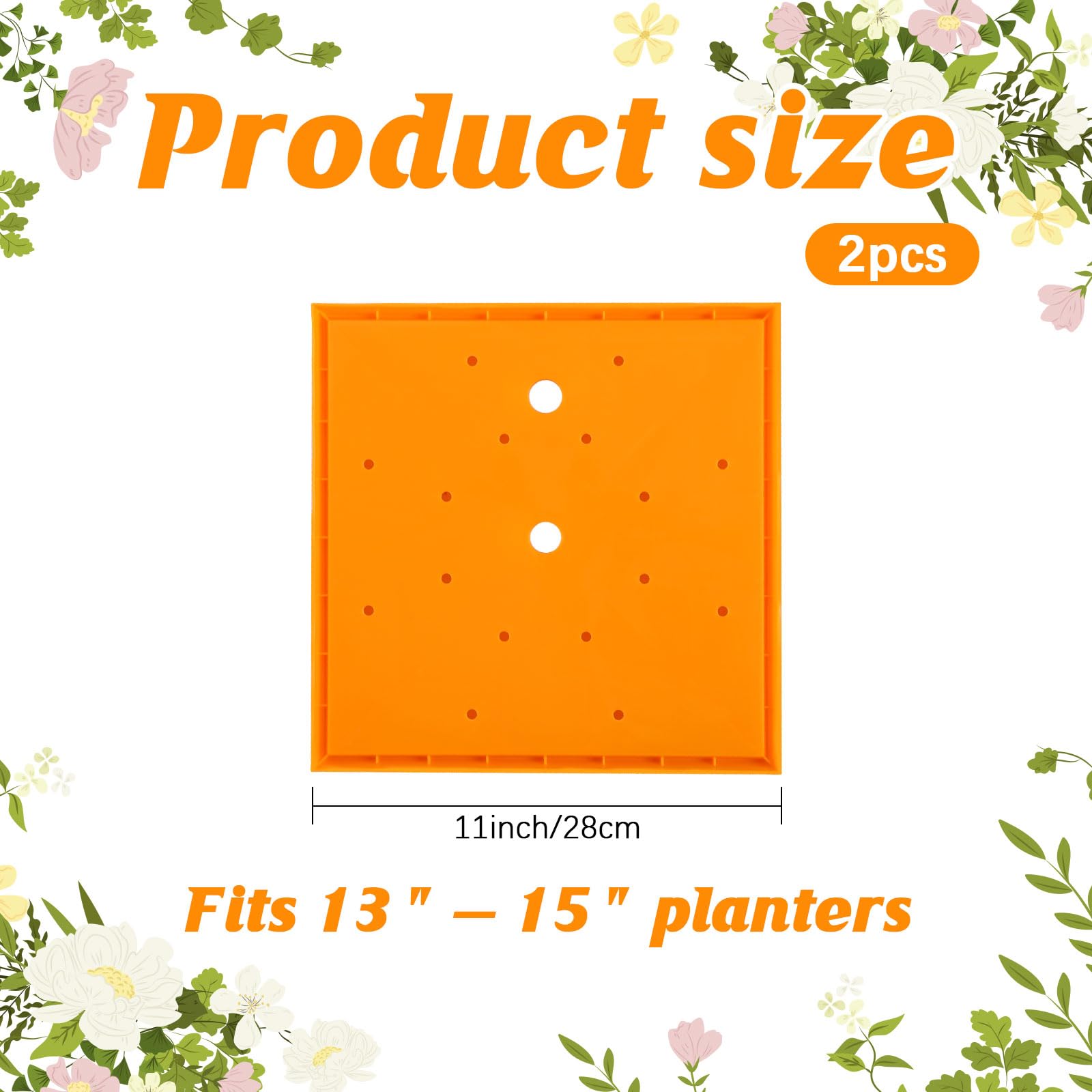 Conderyang 11-inch square planter insert, orange side view