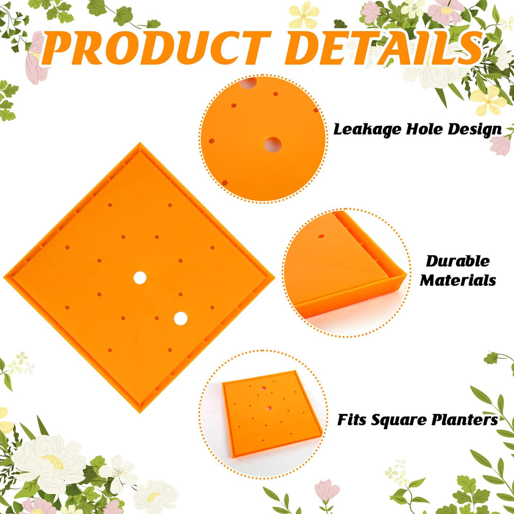 Conderyang 11-inch square planter insert, orange with soil
