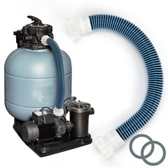 Conderyang 24-inch pool sand filter pump hose front view in blue