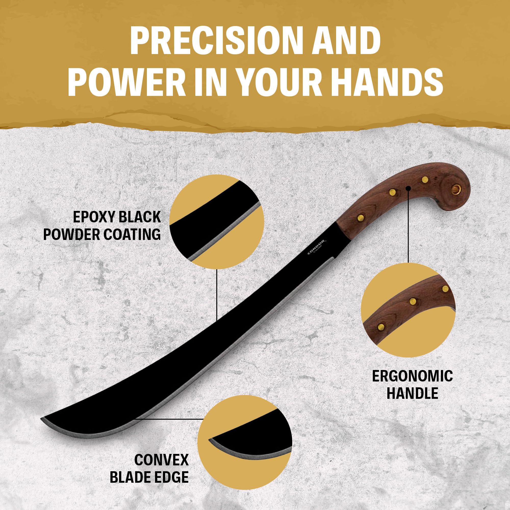 Condor Golok Heavy Duty Machete walnut handle close-up