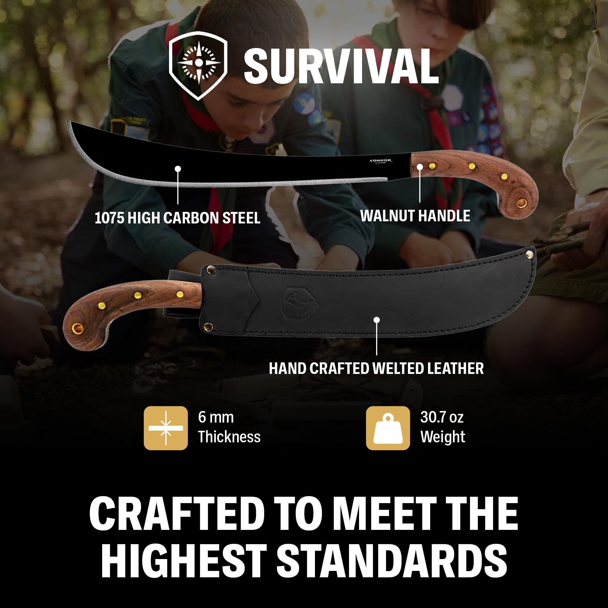 Condor Golok Heavy Duty Machete with handcrafted leather sheath