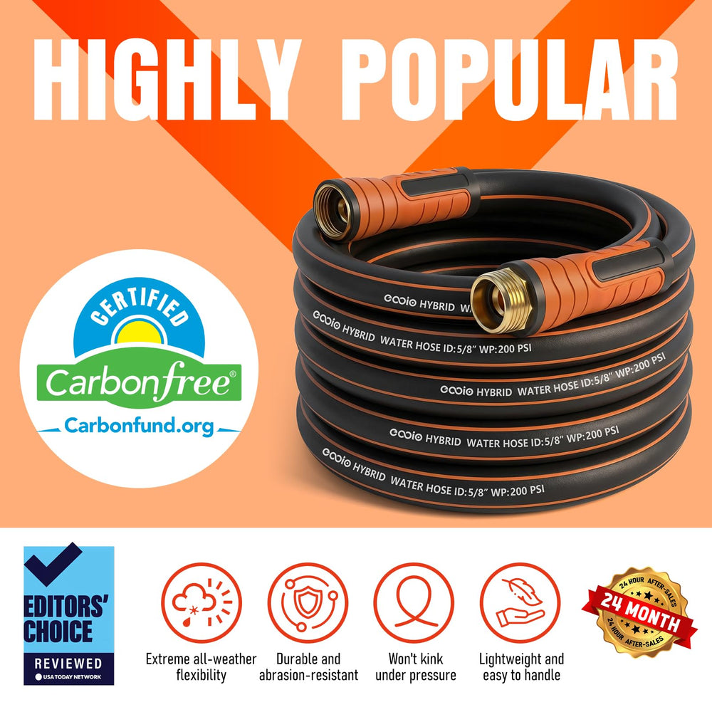 Connectors of EOOIO 50 ft garden hose showcasing rust-proof features