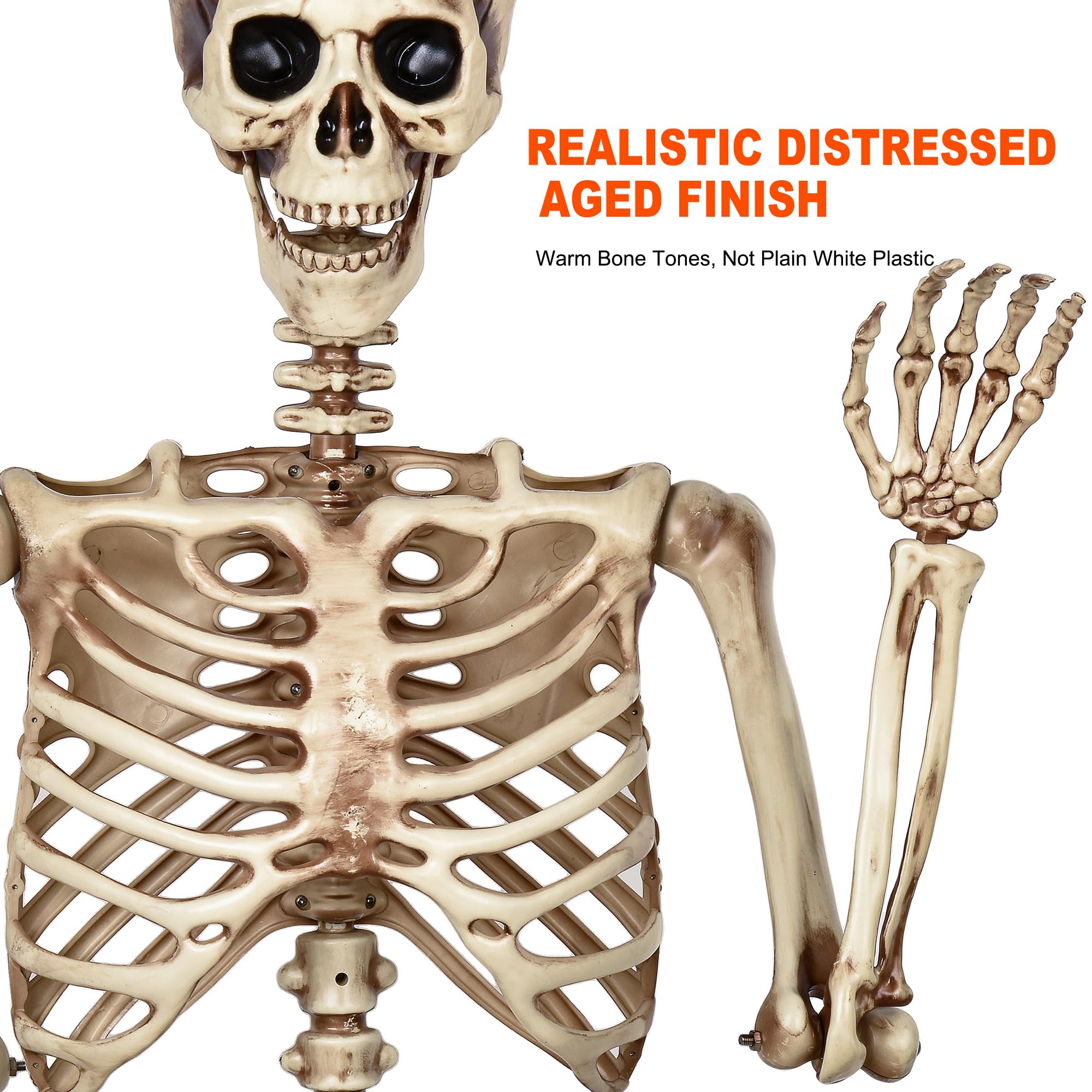 CONNICS 5.4ft skeleton posed in a graveyard setting